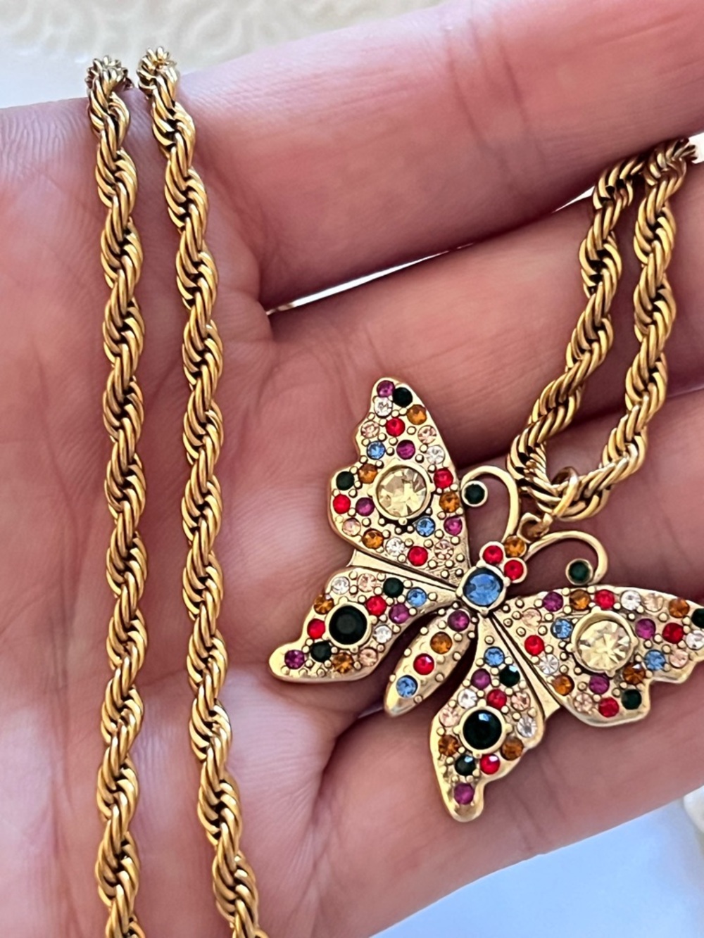 Upcycled Gucci Butterfly Necklace